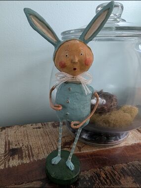 Lori Mitchell Sculpted Brody Bunny Figurine Blue